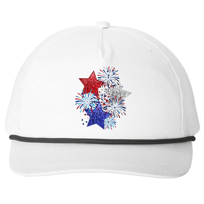 4th Of July Fireworks Stars Funny Cute 4th Of July Snapback Five-Panel Rope Hat