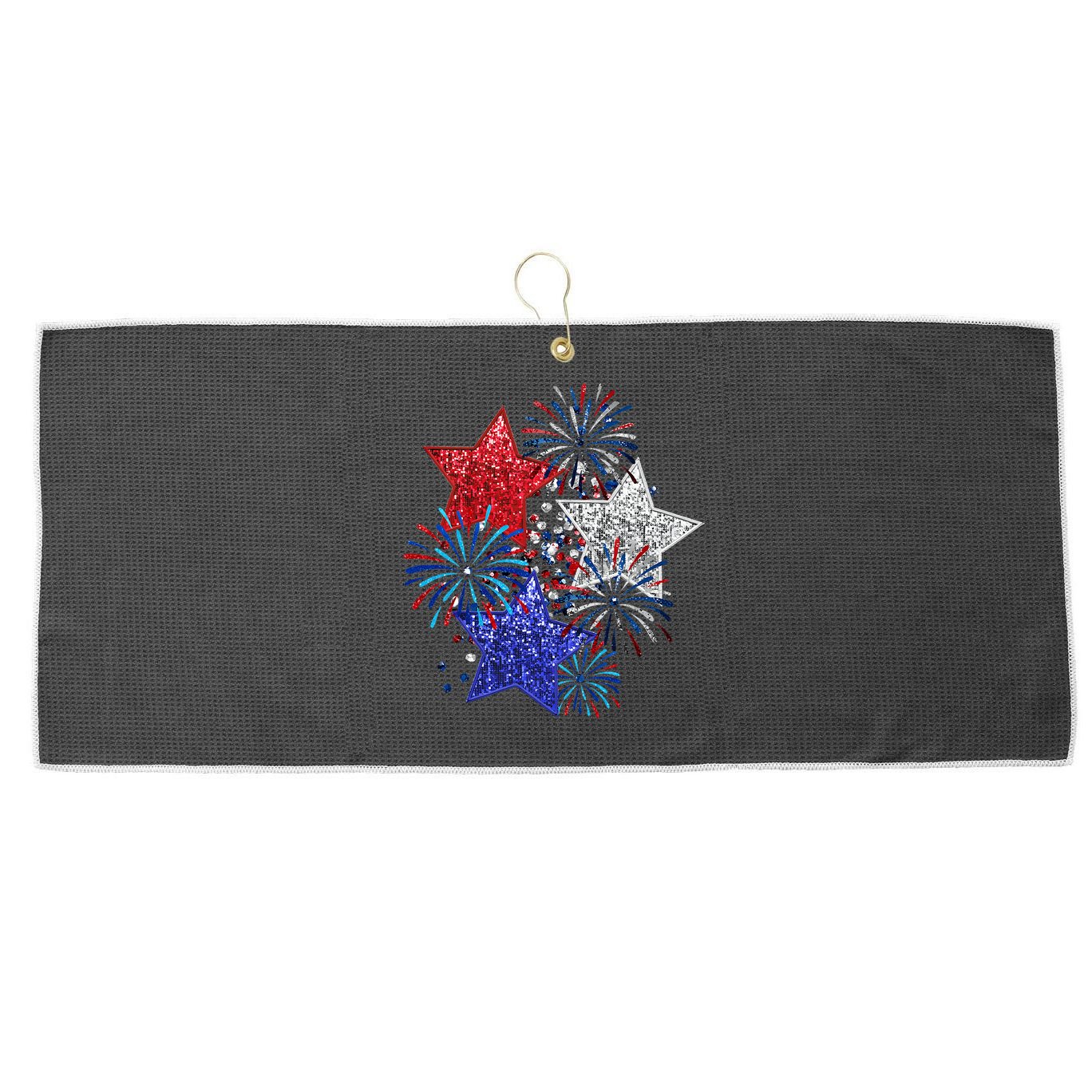 4th Of July Fireworks Stars Funny Cute 4th Of July Large Microfiber Waffle Golf Towel