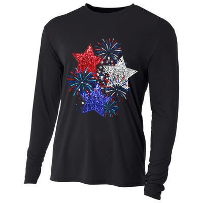 4th Of July Fireworks Stars Funny Cute 4th Of July Cooling Performance Long Sleeve Crew