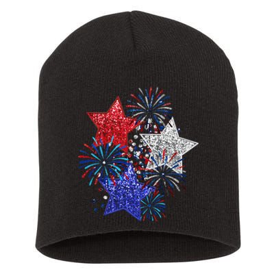 4th Of July Fireworks Stars Funny Cute 4th Of July Short Acrylic Beanie