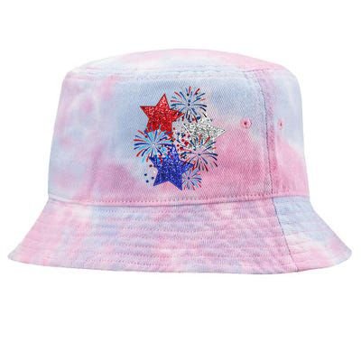 4th Of July Fireworks Stars Funny Cute 4th Of July Tie-Dyed Bucket Hat