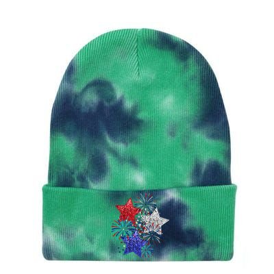 4th Of July Fireworks Stars Funny Cute 4th Of July Tie Dye 12in Knit Beanie