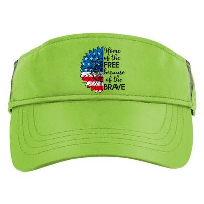 4th Of July Sunflower Home Of The Free Because Of The Brave Gift Adult Drive Performance Visor