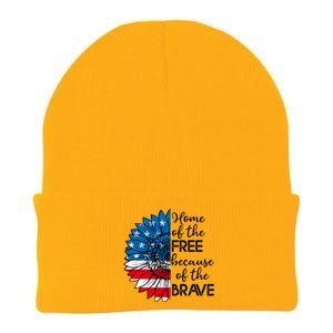 4th Of July Sunflower Home Of The Free Because Of The Brave Gift Knit Cap Winter Beanie