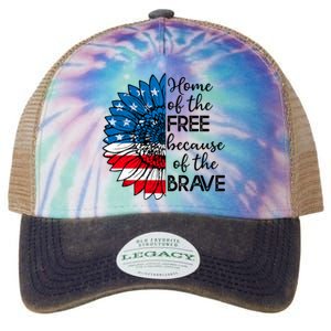 4th Of July Sunflower Home Of The Free Because Of The Brave Gift Legacy Tie Dye Trucker Hat