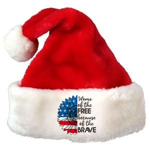 4th Of July Sunflower Home Of The Free Because Of The Brave Gift Premium Christmas Santa Hat