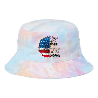 4th Of July Sunflower Home Of The Free Because Of The Brave Gift Tie Dye Newport Bucket Hat