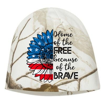 4th Of July Sunflower Home Of The Free Because Of The Brave Gift Kati - Camo Knit Beanie