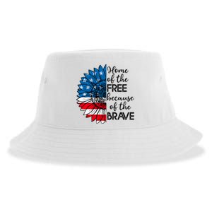 4th Of July Sunflower Home Of The Free Because Of The Brave Gift Sustainable Bucket Hat