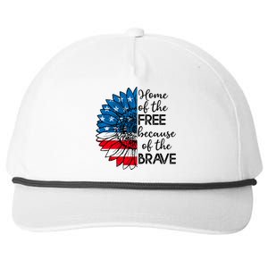 4th Of July Sunflower Home Of The Free Because Of The Brave Gift Snapback Five-Panel Rope Hat