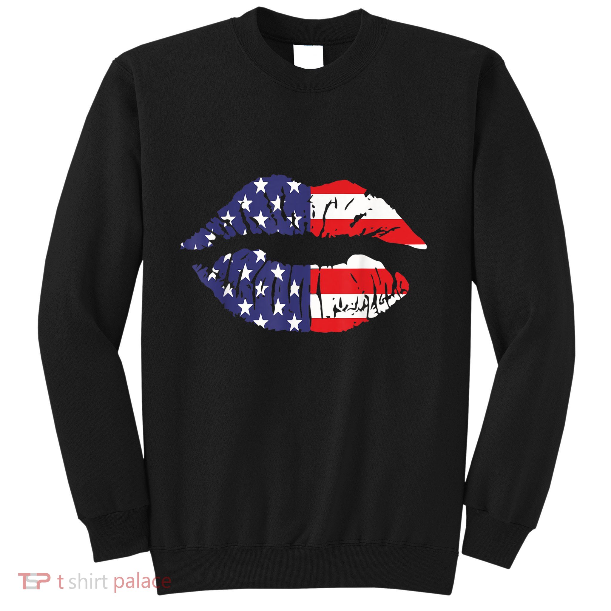 4th Of July Patriotic Hot Lips American Flag Grunge Vintage Sweatshirt
