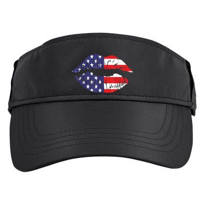 4th Of July Patriotic Hot Lips American Flag Grunge Vintage Adult Drive Performance Visor