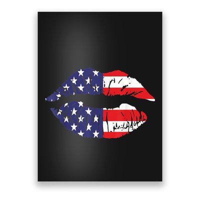 4th Of July Patriotic Hot Lips American Flag Grunge Vintage Poster
