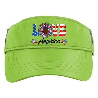 4th Of July Love America Sunflower Patriotic Us Usa Flag Cute Gift Adult Drive Performance Visor