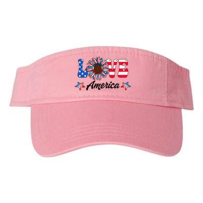 4th Of July Love America Sunflower Patriotic Us Usa Flag Cute Gift Valucap Bio-Washed Visor