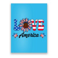 4th Of July Love America Sunflower Patriotic Us Usa Flag Cute Gift Poster