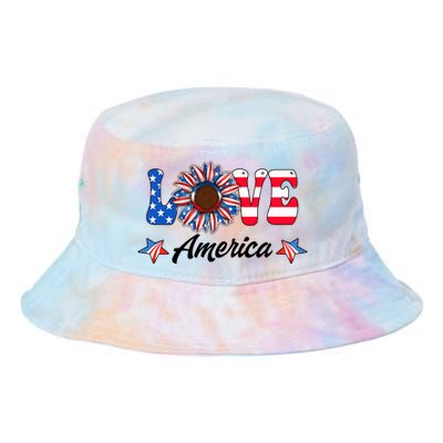 4th Of July Love America Sunflower Patriotic Us Usa Flag Cute Gift Tie Dye Newport Bucket Hat