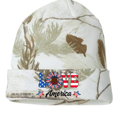 4th Of July Love America Sunflower Patriotic Us Usa Flag Cute Gift Kati Licensed 12" Camo Beanie