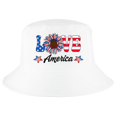 4th Of July Love America Sunflower Patriotic Us Usa Flag Cute Gift Cool Comfort Performance Bucket Hat