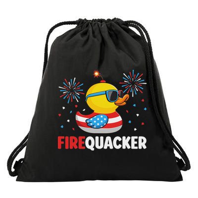 4th Of July Duck Firequacker Patriotic Fourth Of July Funny Drawstring Bag