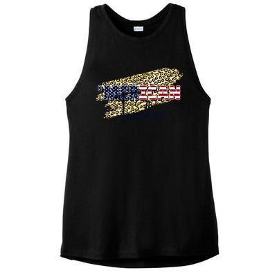 4th Of July Merican Teacher American Flag Leopard Merica Funny Gift Ladies PosiCharge Tri-Blend Wicking Tank