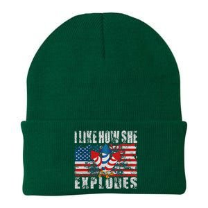 4th Of July I Like How She Explodes Firework USA Flag Knit Cap Winter Beanie