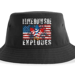 4th Of July I Like How She Explodes Firework USA Flag Sustainable Bucket Hat