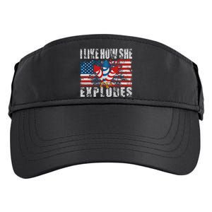 4th Of July I Like How She Explodes Firework USA Flag Adult Drive Performance Visor