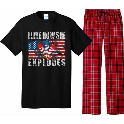 4th Of July I Like How She Explodes Firework USA Flag Pajama Set