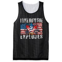 4th Of July I Like How She Explodes Firework USA Flag Mesh Reversible Basketball Jersey Tank