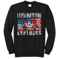 4th Of July I Like How She Explodes Firework USA Flag Tall Sweatshirt