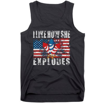 4th Of July I Like How She Explodes Firework USA Flag Tank Top