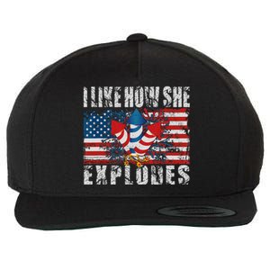 4th Of July I Like How She Explodes Firework USA Flag Wool Snapback Cap