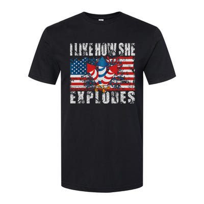 4th Of July I Like How She Explodes Firework USA Flag Softstyle CVC T-Shirt