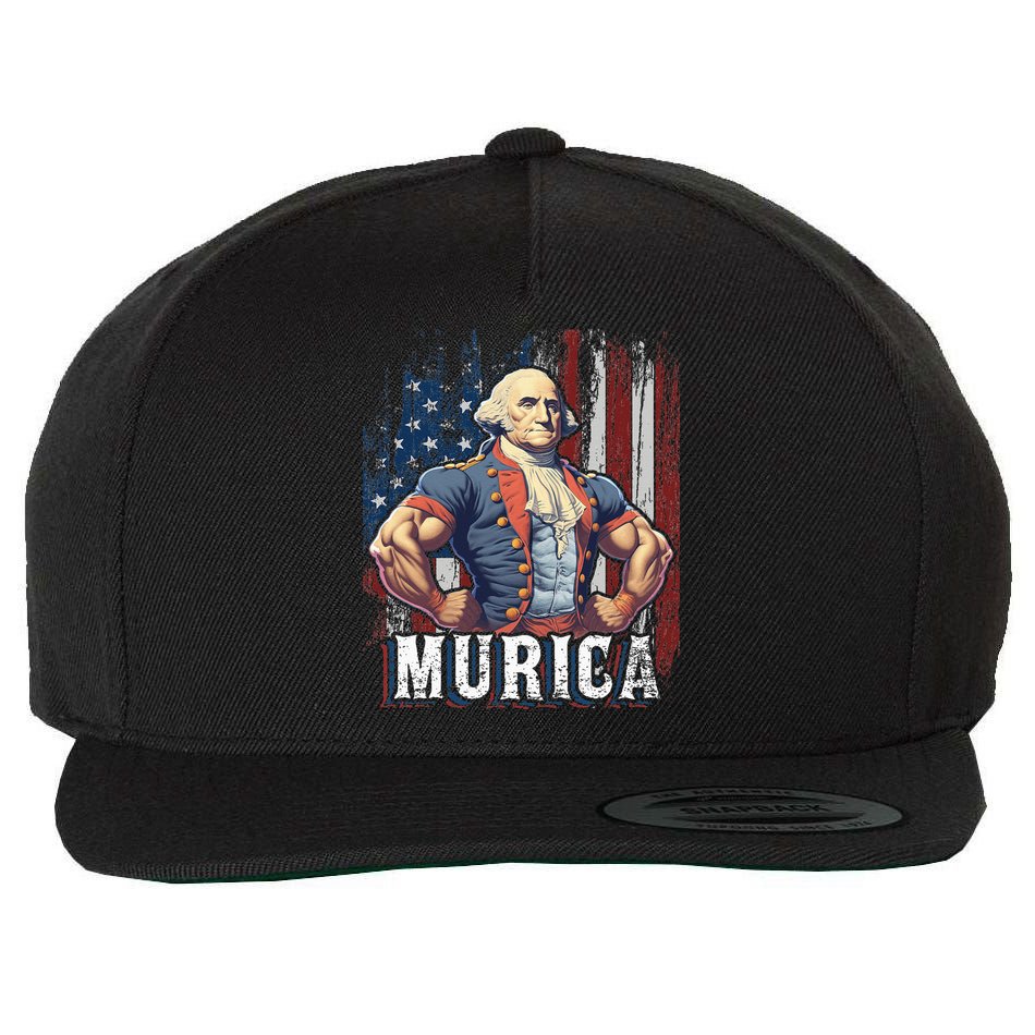 4th of July Patriotic Funny George Washington July 4th Wool Snapback Cap