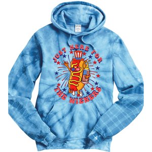 4th Of July I'm Just Here For The Wieners Hot Dogs Funny Tie Dye Hoodie