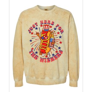 4th Of July I'm Just Here For The Wieners Hot Dogs Funny Colorblast Crewneck Sweatshirt