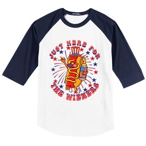 4th Of July I'm Just Here For The Wieners Hot Dogs Funny Baseball Sleeve Shirt