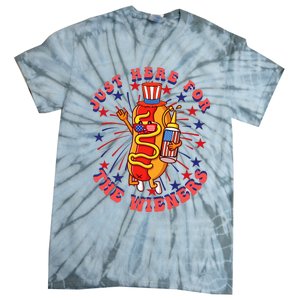 4th Of July I'm Just Here For The Wieners Hot Dogs Funny Tie-Dye T-Shirt