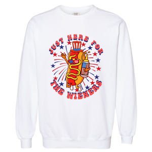 4th Of July I'm Just Here For The Wieners Hot Dogs Funny Garment-Dyed Sweatshirt