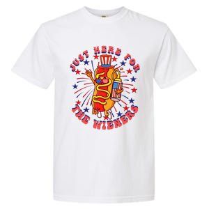 4th Of July I'm Just Here For The Wieners Hot Dogs Funny Garment-Dyed Heavyweight T-Shirt