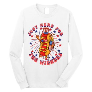 4th Of July I'm Just Here For The Wieners Hot Dogs Funny Long Sleeve Shirt