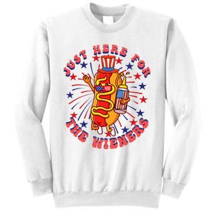 4th Of July I'm Just Here For The Wieners Hot Dogs Funny Sweatshirt