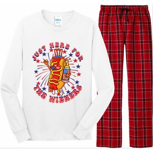 4th Of July I'm Just Here For The Wieners Hot Dogs Funny Long Sleeve Pajama Set