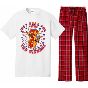 4th Of July I'm Just Here For The Wieners Hot Dogs Funny Pajama Set