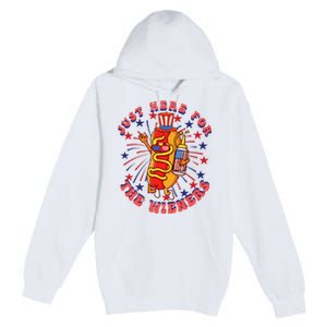 4th Of July I'm Just Here For The Wieners Hot Dogs Funny Premium Pullover Hoodie