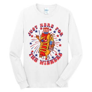 4th Of July I'm Just Here For The Wieners Hot Dogs Funny Tall Long Sleeve T-Shirt