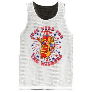 4th Of July I'm Just Here For The Wieners Hot Dogs Funny Mesh Reversible Basketball Jersey Tank