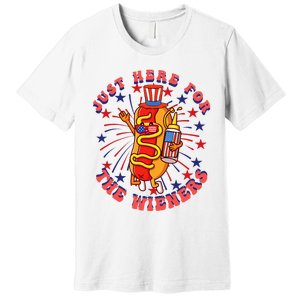 4th Of July I'm Just Here For The Wieners Hot Dogs Funny Premium T-Shirt