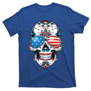 4th Of July Sugar Skull Sunglasses Usa Flag Gift T-Shirt